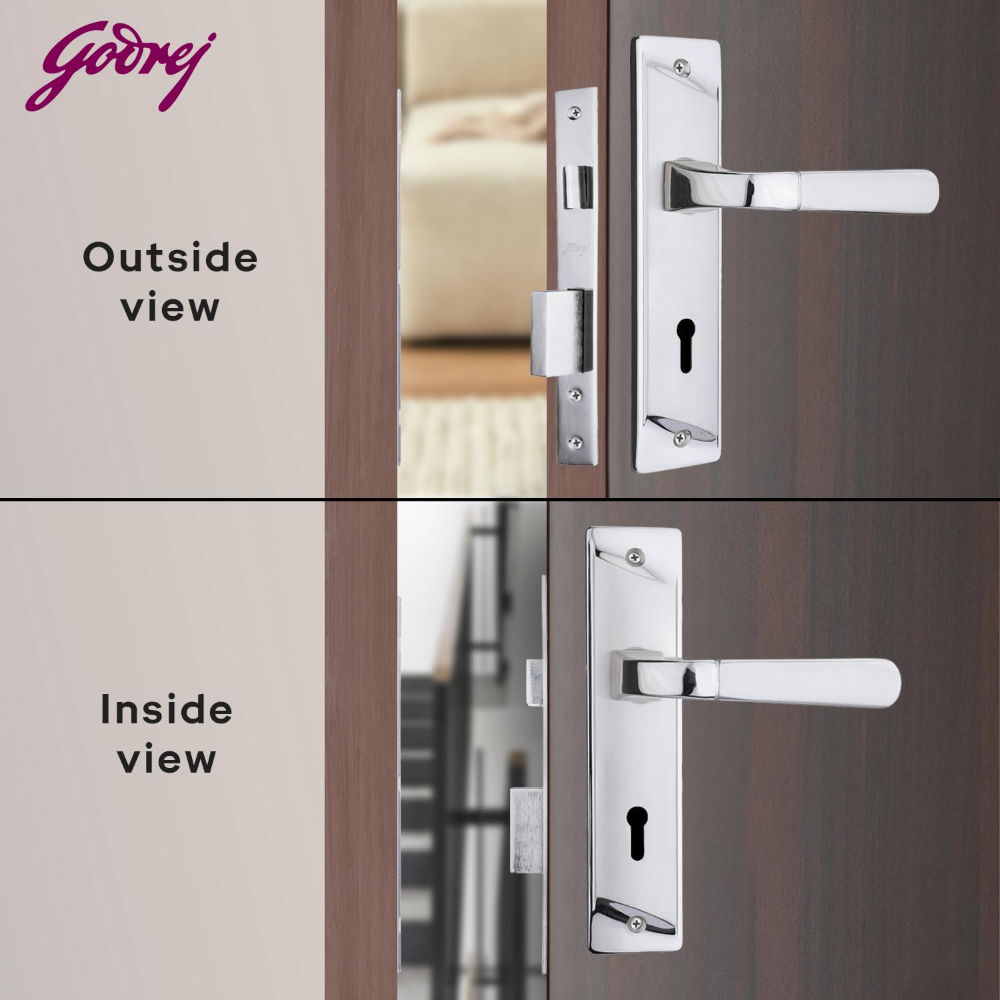 Godrej Mortise Lock|Handle Lock Set for Main and Internal Door I Eco Pin Cylinder|7 Inch Lockbody|ELC 04 6-Lever Zinc Alloy|3 Keys Isilver Finish|5Yr Warranty